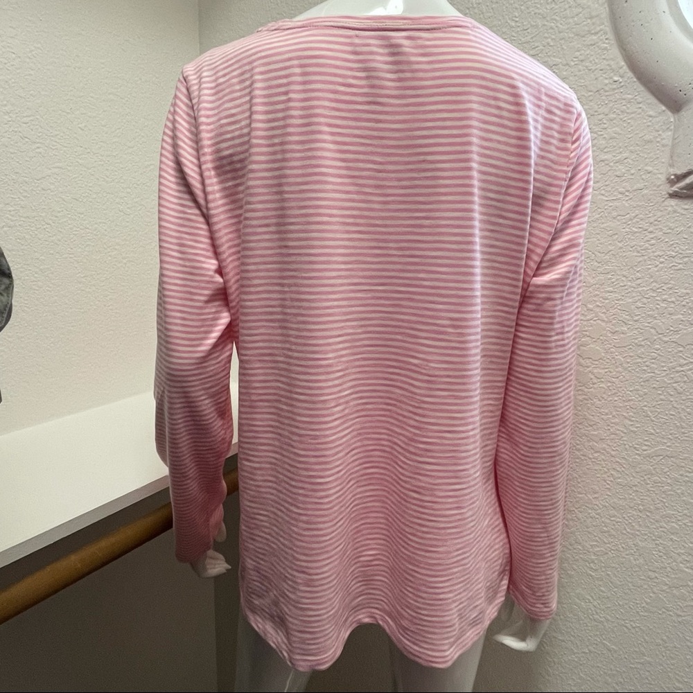 TALBOTS FRANCE DESTINATION STRIPE COTTON TOP Sz L - Picture 5 of 8